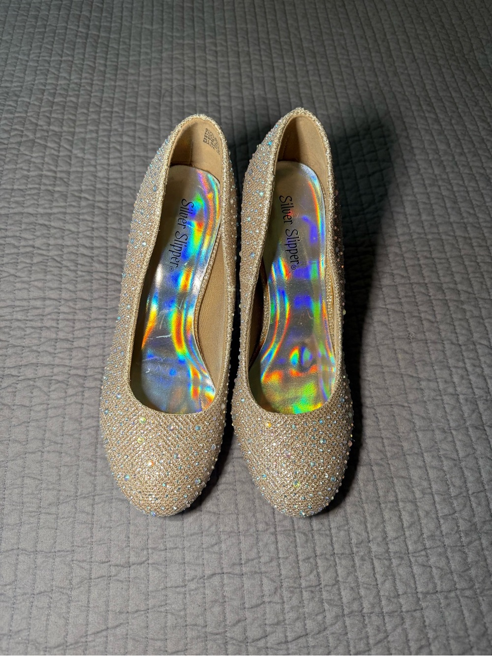 Women's Rhinestone Embellished Ivory Dress heels